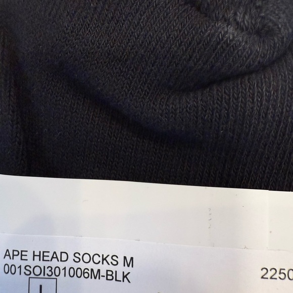 A Bathing Ape BAPE Men's APE HEAD SOCKS Black Bape Size L NWT - Picture 6 of 7